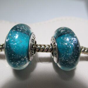 Disney Jasmine's Signature Color Teal Green Pandora Murano Glass Charms Spring
